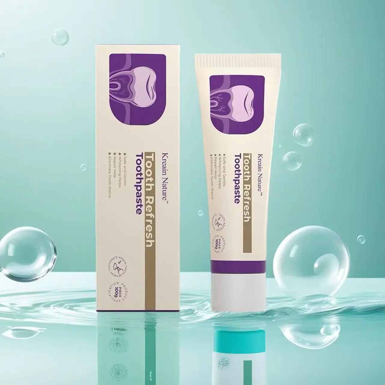 Kreain Nature Refreshing Toothpaste, Long-Lasting Fresh Breath, Gentle Daily Cleansing, Soothe Sensitive Teeth, Maintain Oral Health