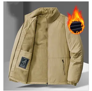 Men's Winter New Jacket Fleece Lined Thick Warm Windproof Stand Collar Coat Full Zip Closure Three-Proof Face Velvet Lining Suitable for Outdoor Sports Hiking Fishing Camping and Other Occasions Retro Fashion Casual Versatile Jacket