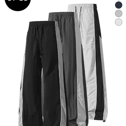 Men's spring and autumn season leisure Sweatpants, Autumn Straight Leg Striped Colorblock Casual Pants,Trendy High Street Versatile Sports Long Pants,Simple and Versatile Style with Drawstring Design,Suitable for Daily Outings,Loose Fit for Comfortable Cl