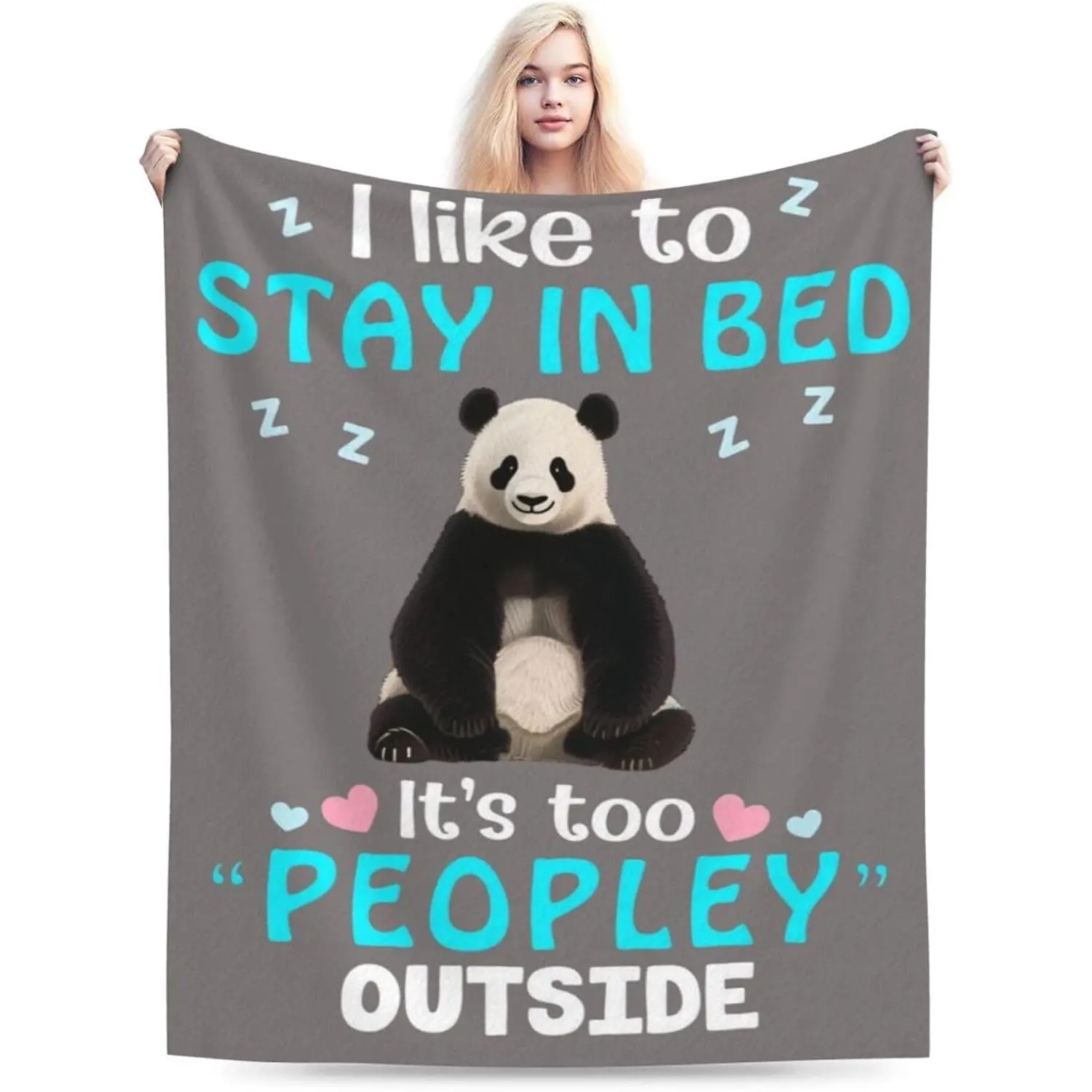 Panda Blanket, Soft Plush Flannel Animal Throw Blanket - Cozy Warm Stuff Blankets Bedding Funny Panda Gifts for Women Girls Kids Adults