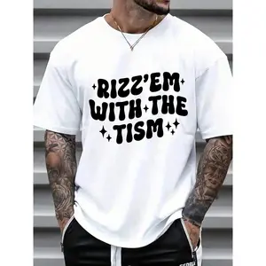 Men's Letter Print Round Neck Shortsleeve T-Shirt - Menswear Street Fashion Casual Comfy Summer Daily Wear Graphic Top Clothes Graphic tees Merch for men Streetwear Summer outfits