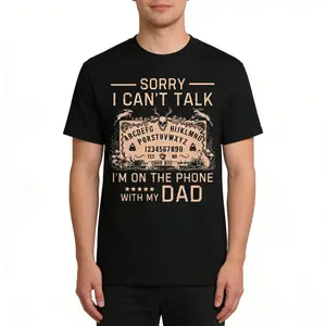 [100% Cotton]Sorry I Can't Talk I'm On The Phone With My Dad Ouija Board T-Shirt Men Gifts