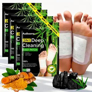 2-IN-1 Deep Cleansing Foot Patches! Natural Bamboo Charcoal + Ginger Extract | Effective Stress Relief, Gentle Toxin Removal & Better Restful Sleep  10 Sheets/ Pack, 20cm×14cm Large Size