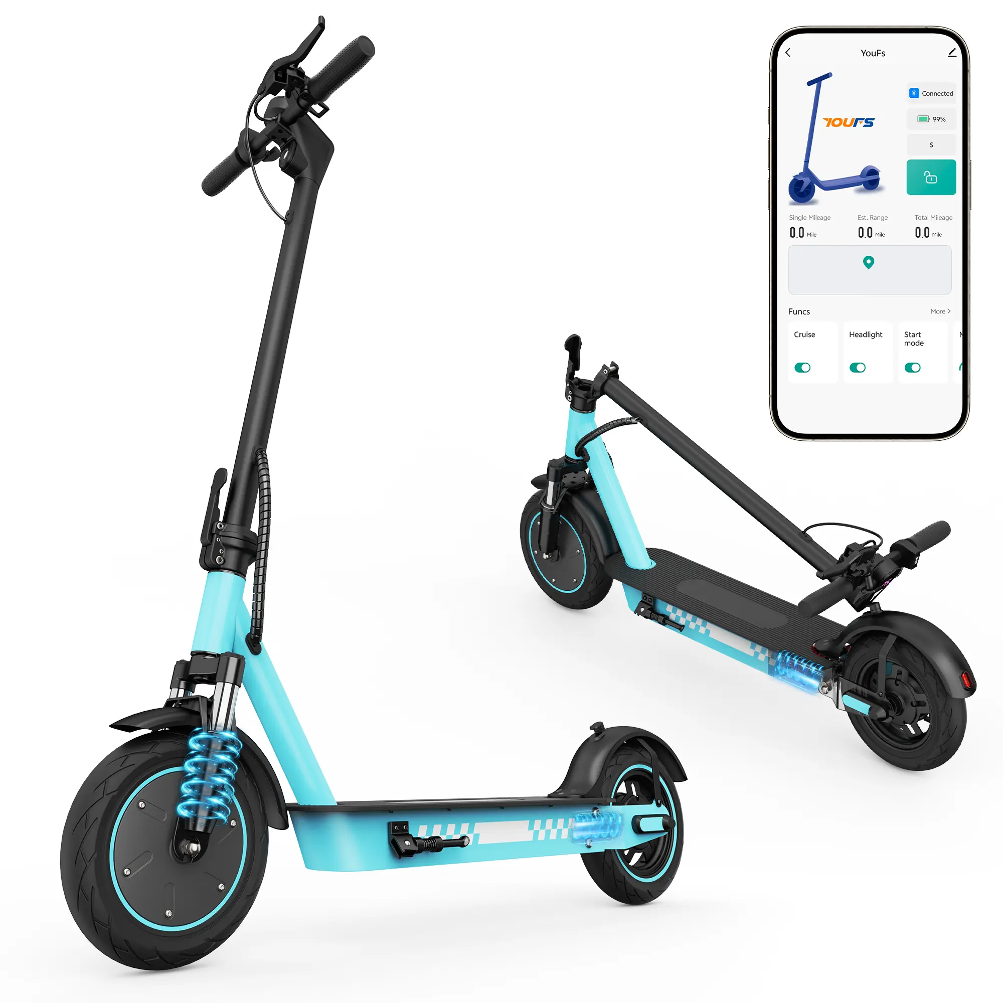 D9 Pro Dual Shock Absorbed Electric Scooter, Range 15 Miles, App top Speed 28 Miles/Hour, Commuter Scooter, 10 inch Solid Tires, Foldable Electric Scooter, App Control, Intelligent Adjustment