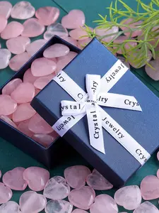 Heart Shaped Quartz Stone, 20/30/50pcs Natural Polished Quartz Stone, Worry Stone with Box for Party Gift, Home Decor, Rose Quartz