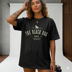 Comfort Colors Minimalist The Black Dog Tshirt, Unisex Concert Shirt, Gift Idea for Friend, Era Tour T-Shirt, Tops, Full Size, Full Colors