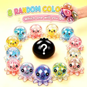 8 Random Fidget Stress Balls for Adults, Cute Octopus Stress Relief Sensory Stress Ball, Bulk Squishy Squeeze Ball Toys Set for Classroom Prizes and Birthday Party Favors