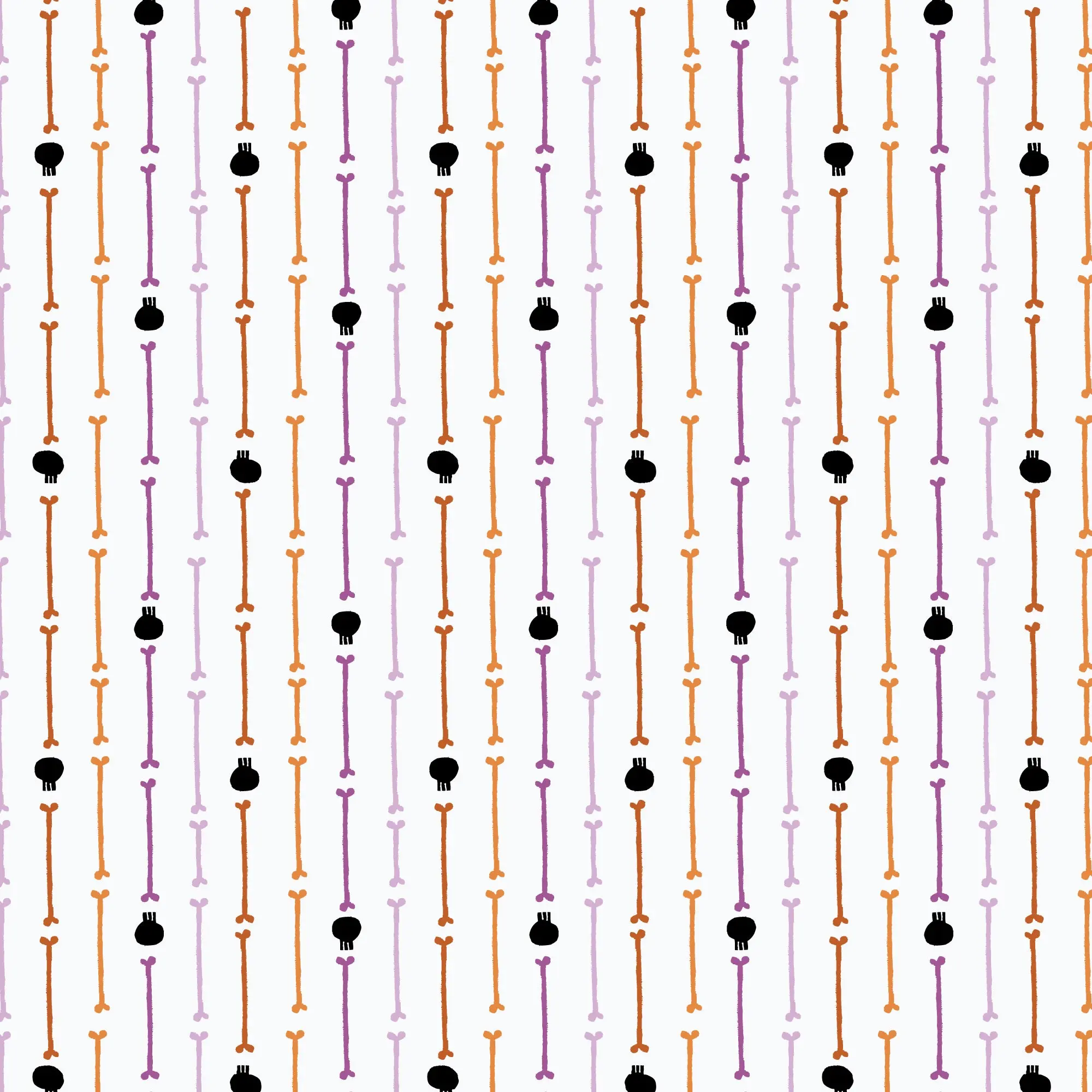Fabric Cloud9 White/Multi Skull Stripe Dem Bones by the Quarter Yard 229185