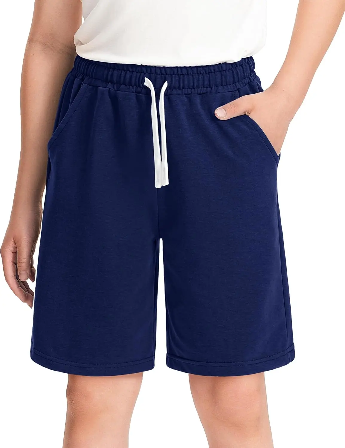 Boys Cotton Shorts Kids Athletic Casual Drawstring Shorts with Pocket | Uniform Shorts for 5-14 Years