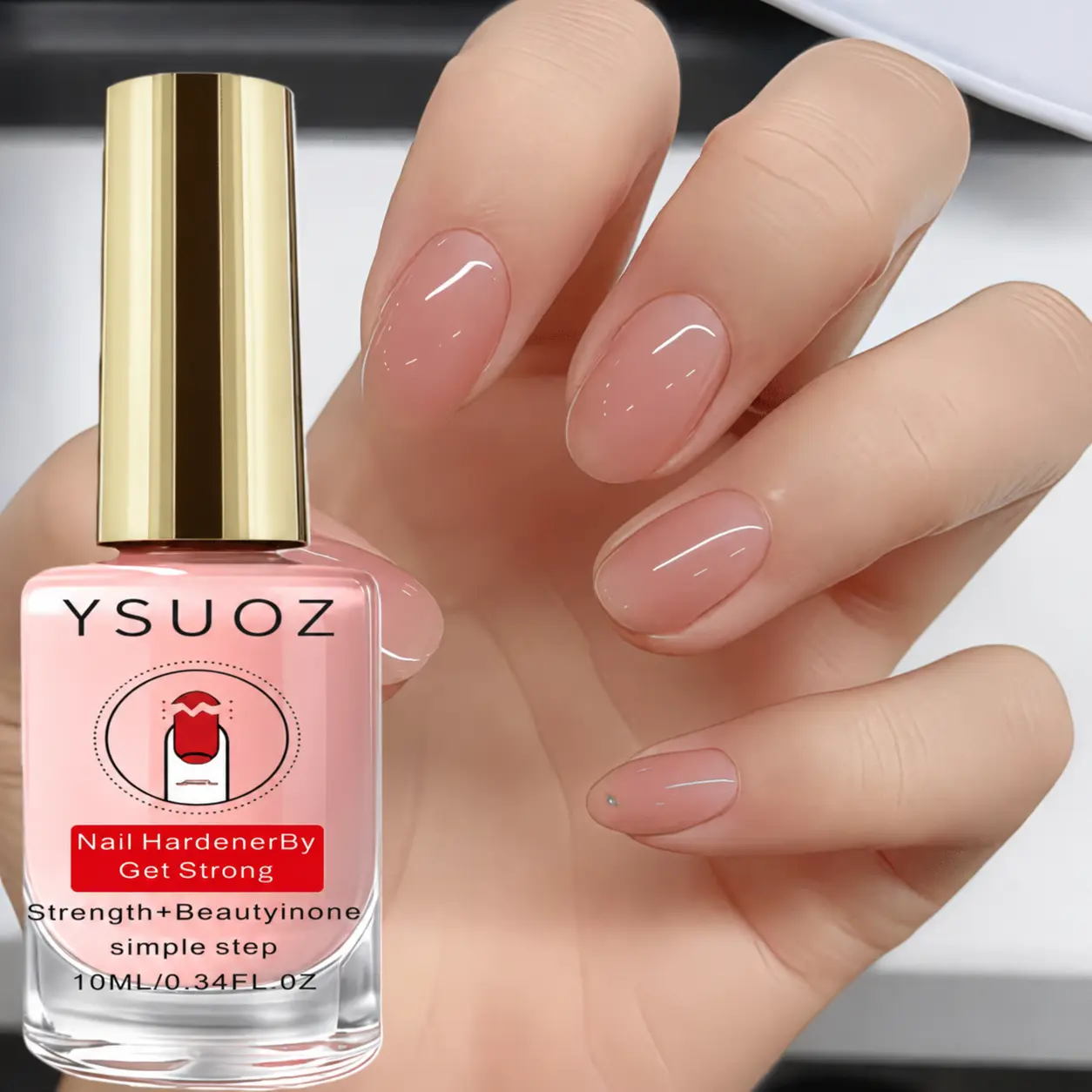 Nude Pink Nail Strengthener | Nail Care | Clear finish, long-lasting shine, enhances strength, glides on smoothly
