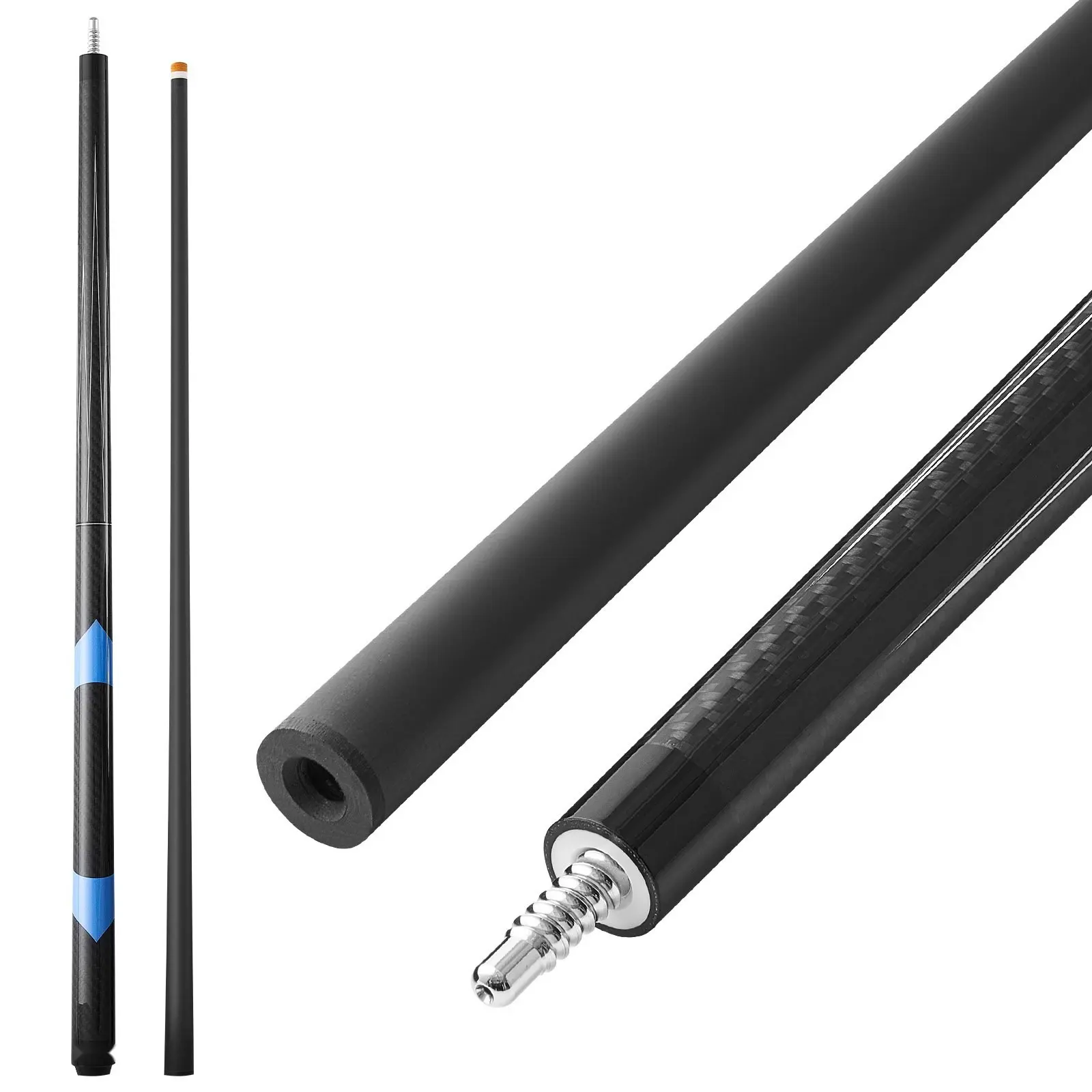 Pool Cue Stick, 58 Inch One Piece Carbon Fiber Billiard Cue, 19 Oz With Bakelite Tip And ABS Connection Ring, Professional Grade Cue For Pool Table, Bar, Home And Office Use For Clubs, Tournaments, And Home Games