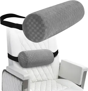 Lumbar Roll Pillow for Lower Back, Lumbar Support Foam Roll Cushion with Pillowcase and Upgraded Strap for Office, Chair, Car, Seat Pain Relief & Improving Posture (Light Grey, Short-11*4.3'')