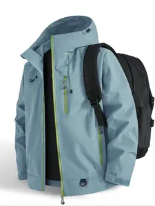 Outdoor Hooded Hiking Jacket for Men Women, Windproof Waterproof Breathable Casual Fitted Design for Spring Fall Activities, Outdoor Zipper Jacket