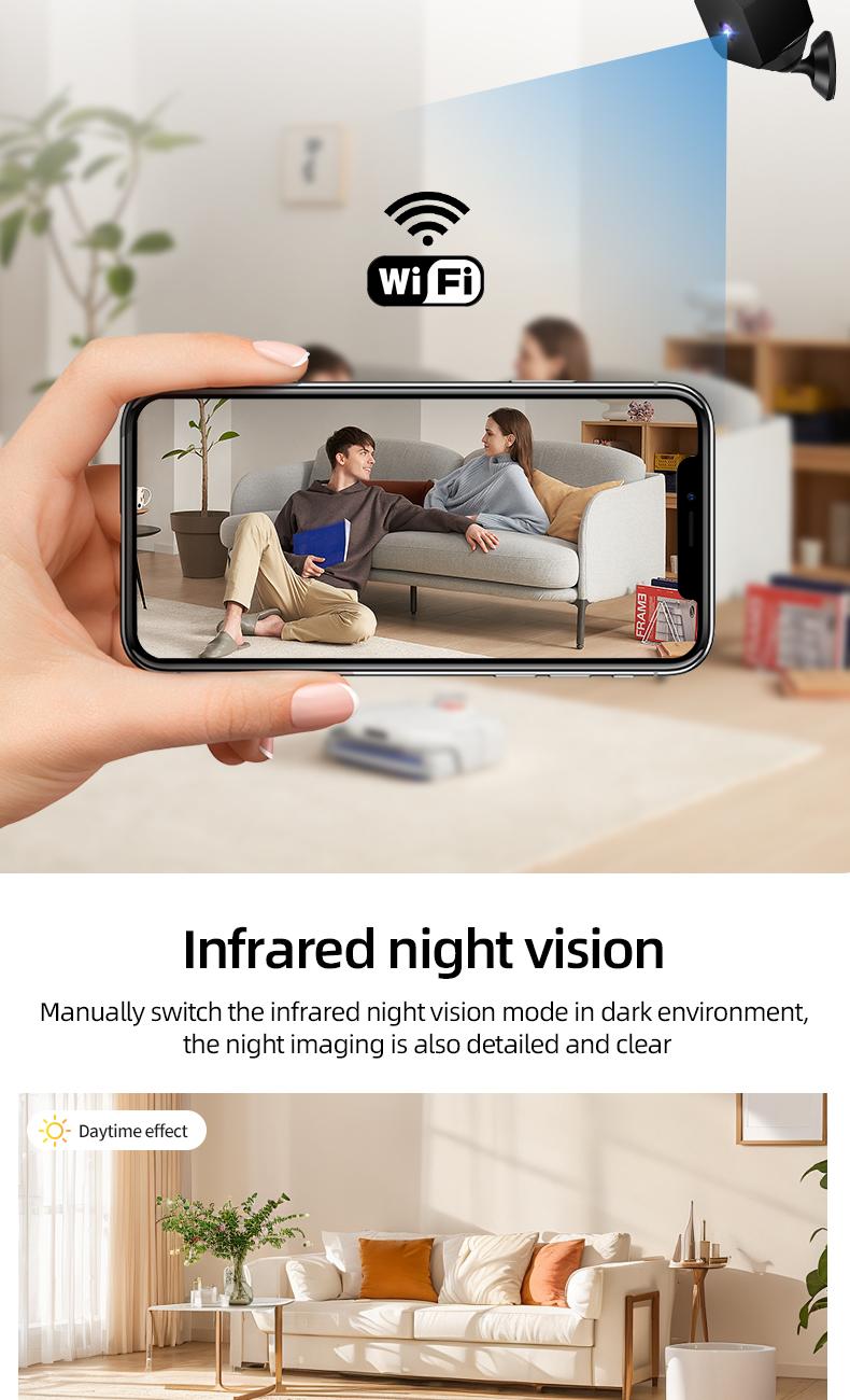 1080P Mini Magnetic WiFi Security Camera, Night Vision & Motion Detection, Remote Monitoring, Loop Recording, SD Card Support