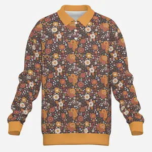 Men's 70s Floral Knit Polo | Vintage Mustard Yellow Polo Shirt | Retro Hippie Style Knitwear, Retro Polo Shirt Men, Knit Polo Shirt Men