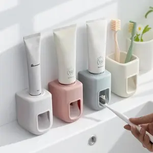 Wall Mounted Toothpaste Squeezer, 1 Count Toothpaste Dispenser, Toothbrush Holder, Bathroom Storage Rack, Bathroom Supplies