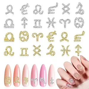 Nail Charms, 3D Zodiac Nail Charms for Acrylic Nails, Alloy Twelve Constellation Zodiac Virgo Leo Aries Taurus Gemini Capricorn Charms for DIY Nail Art (C-24pcs)