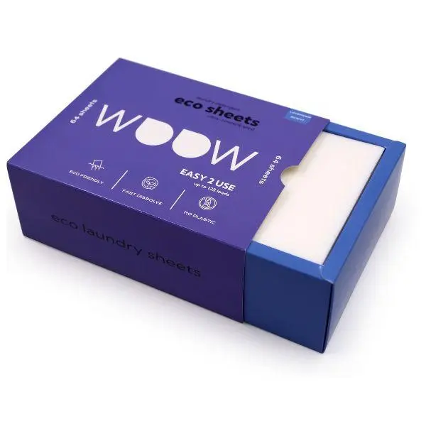 Eco-Friendly Laundry Detergent Sheets 64 Biodegradable Hypoallergenic Lavender Scent Travel-Friendly Natural Dissolvable Vegan Chemical-Free campingessentials