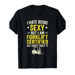 [100% Cotton] 100% CottonFunny Forklift Operator T-Shirt with Bold Yellow Forklift Graphic Text - Heavy Machinery Operator Gift for Truck Drivers, Construction Workers - Loose Fit Crew Neck Short Sleeve Tee for Men WMen's Casual Versatile All-season Inner