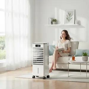 1.85 GAL 3-in-1 Evaporative Air Cooler, Swamp Cooler with Touch & Remote Control, 3 Modes & 3 Speeds, 90°+90° Dual Oscillation, 12H Timer, Portable Air Conditioner for Indoor & Outdoor Use