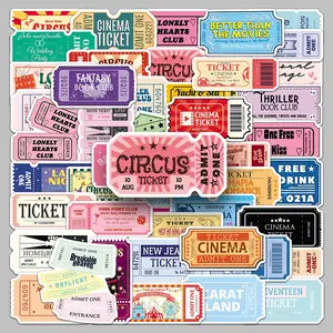 50pieces retro Ticket Stub cartoon high appearance level creative decoration diy handbook glass bookshelf personality stickers Sticker Sheets