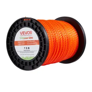 VEVOR Reinforced Nylon Tangle-Free Twisted String Trimmer Line, 0.095 in x 1280 ft Orange Heavy-Duty Weed Cutter Line, Universal Replacement Spool for Professional & Home Use