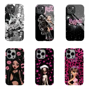 B-Bratz Phone Case For iPhone 17 Air 16 15 14 13 12 11 for Samsung S21 S22 S23 S24 S25 Phone Case| Tough phone case |Edgy Black & Pink Aesthetic, Y2K Nostalgia, Stylish Protective Case with Cartoon Doll Design