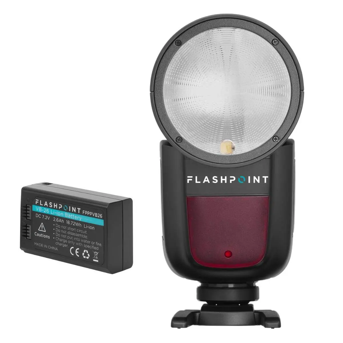 Flashpoint Zoom Li-on X R2 TTL Round Head Flash Speedlight for Nikon, a Professional Camera Flash for DSLR Cameras w/76Ws 2.4G 2600mAh Li-ion Battery, 480 Full-Power Flashes LCD Display Speedlite