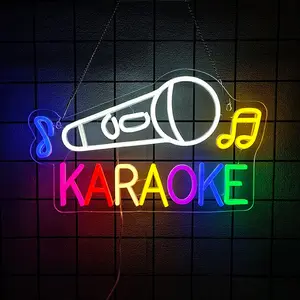 Karaoke Neon Sign Music Room Decor Karaoke Neon Light Signs USB Karaoke Live On Air Bright Led Sign Wall Art Neon Light for Beer Bar Studio Game Room Party Pub