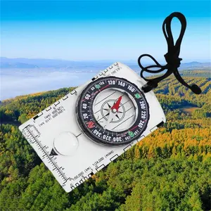 1piece waterproof compass with scale color map ruler, durable acrylic, suitable for outdoor camping, hiking and Trekking, measurement, map scale