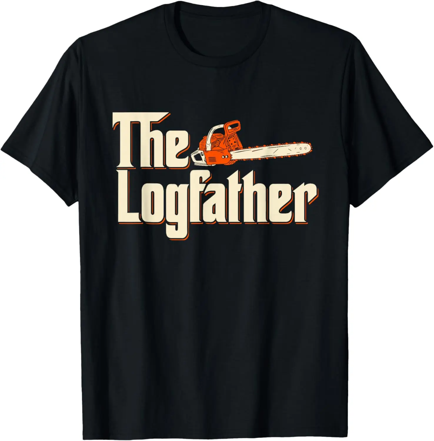 Women's Funny Graphic T-Shirt, Vintage 'The Logfather' Lumberjack Print, Distressed 100% Cotton Casual Everyday Tops, Tshirt