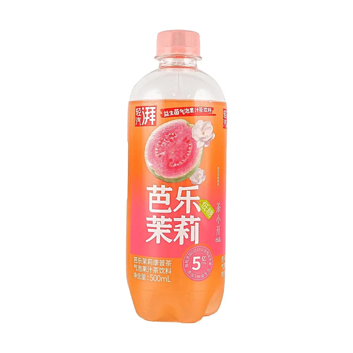CHAXIAOKAI Guava Jasmine Kombucha Sparkling Juice Drink 500ml - Low Sugar, Probiotic Rich, Healthy Beverage