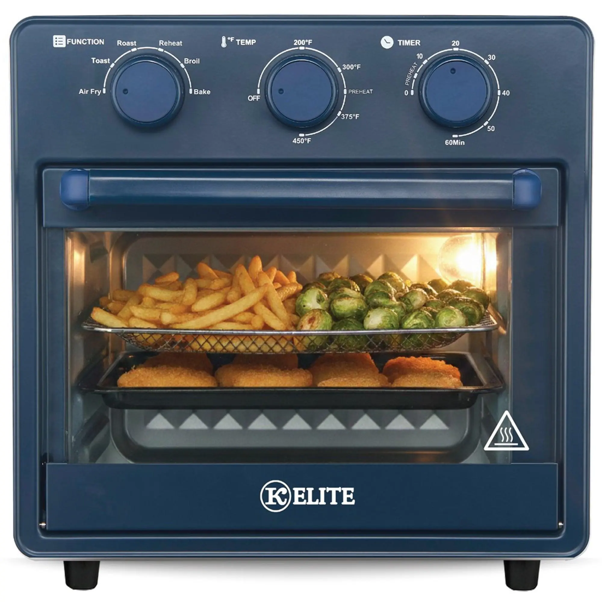 Kitchen Elite 16 Quart Mechanical Air Fryer Oven with Viewing Window, Blue
