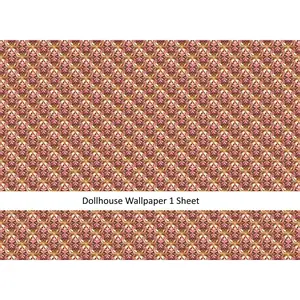 Dollhouse Wallpaper Pink Gold White Formal Elegant 1:12 Scale MiniatureCrush Exclusive