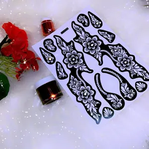 18 sheets henna tattoo stencils,Tenporary flower patterns gilters airbrush tattoo kits Arabian stickers for women and kids hand paint body art, beautiful and stylish henna designs