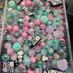 April First Round Acrylic Silicone Beads Mix, Used for Beaded Pens, Bracelets, Keychains, Choking Hazard Warning, No Ca Prop 65