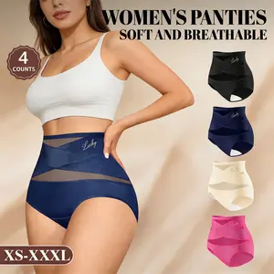 4-Pack of Women's Soft High-Waisted Panties, Airy Mesh Underwear with Non-Irritating Lined Waistband, All-Season Comfort Fit in Sizes S-Xxl