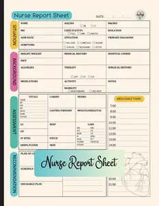 Nurse Report Sheet Notebook: Customizable Nursing Report Templates for Day & Night Shifts in ICU Med-Surg with SBAR Brain Sheets