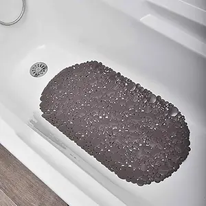 Bubbles Non-Slip Oval Bathtub Mat Solid Taupe 28 L x 15 W