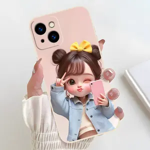 For iPhone 16 15 14 13 1211 Pro Max Cartoon Cute Girl, Creative Design Pattern Phone Case, Beautiful, for Boyfriend and Gift for Girlfriend
