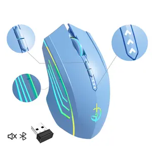 2-methods Bluetooth wireless mouse，rechargeable,Visualize  battery level,Button of Silence,Dreamy RGB lighting effect ,Suitable for gaming, office, learning, computers, and laptops.