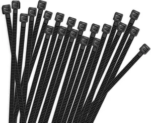 100pcs Cable Zip Ties Heavy Duty 8 Inch, Premium Plastic Wire Ties with 50 Pounds Tensile Strength, Self-Locking Black Nylon Tie Wraps for Indoor and Outdoor
