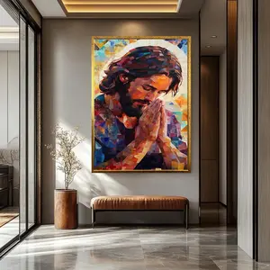 Modern Jesus Christ Painting, Religious Wall Art, Abstract Christian Artwork, Christian Poster, Jesus Shepherd Easter Poster Home Decor