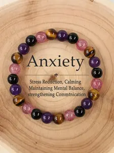 Tiger Eye & Strawberry Quartz Beaded Bracelet, Healing Crystal Bracelet, Crystal Bracelets, Unisex Jewelry, Fashion Accessories for Women & Men, Spiritual Gift for Manifestation