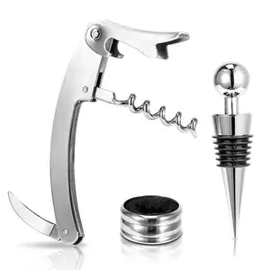 3Pcs Corkscrew Bottle Opener Set Tool Foil Cutter Drip Collar Protector Cork Stopper Wine Bottle Cap Opener-387
