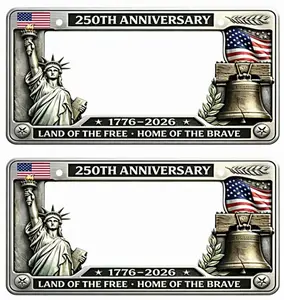 250th Anniversary Commemorative License Plate Frame,United States 250 Year American Car Plate Frame, License Plates Holder,250 Anniversary USA Car Tag Cover,Aluminum LicensePlateFrame Fits Standard