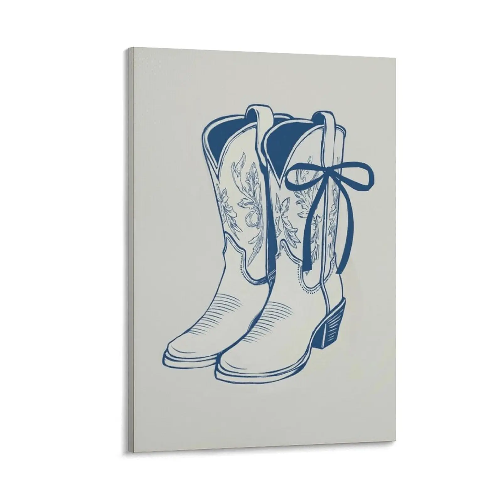 Coastal Cowgirl Room Decor, Coastal Granddaughter Aesthetic Poster, Blue Coquette Bow Cowgirl Boots Wall Art for Teen Girls Apartment Dorm Canvas Poster Bedroom Decor Sports Landscape Office Room Decor Gift Frames Ornaments