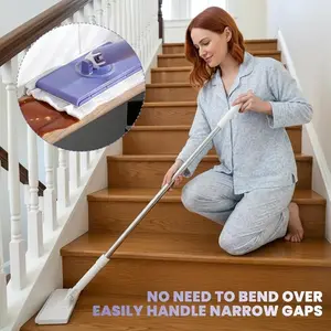 Snap-Grip Mini Mop with 39in Handle — INWEJIA Zero-Touch Gap Dust Cleaner & Locking Head, Disposable Lazy Mop Wet and Dry for Kitchen Bathroom Toilet Corners Window Wall Cleaning