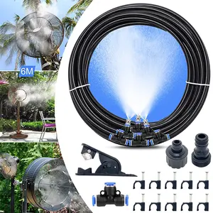 Misting Cooling System 50FT 15M with 15 Brass Mist Nozzles for Patios Backyards Gardens Greenhouses Ultimate Cooling & Watering with Smart Irrigation Technology - Sprinkler