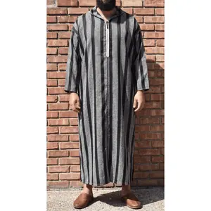 Black and Gray Striped Jellaba